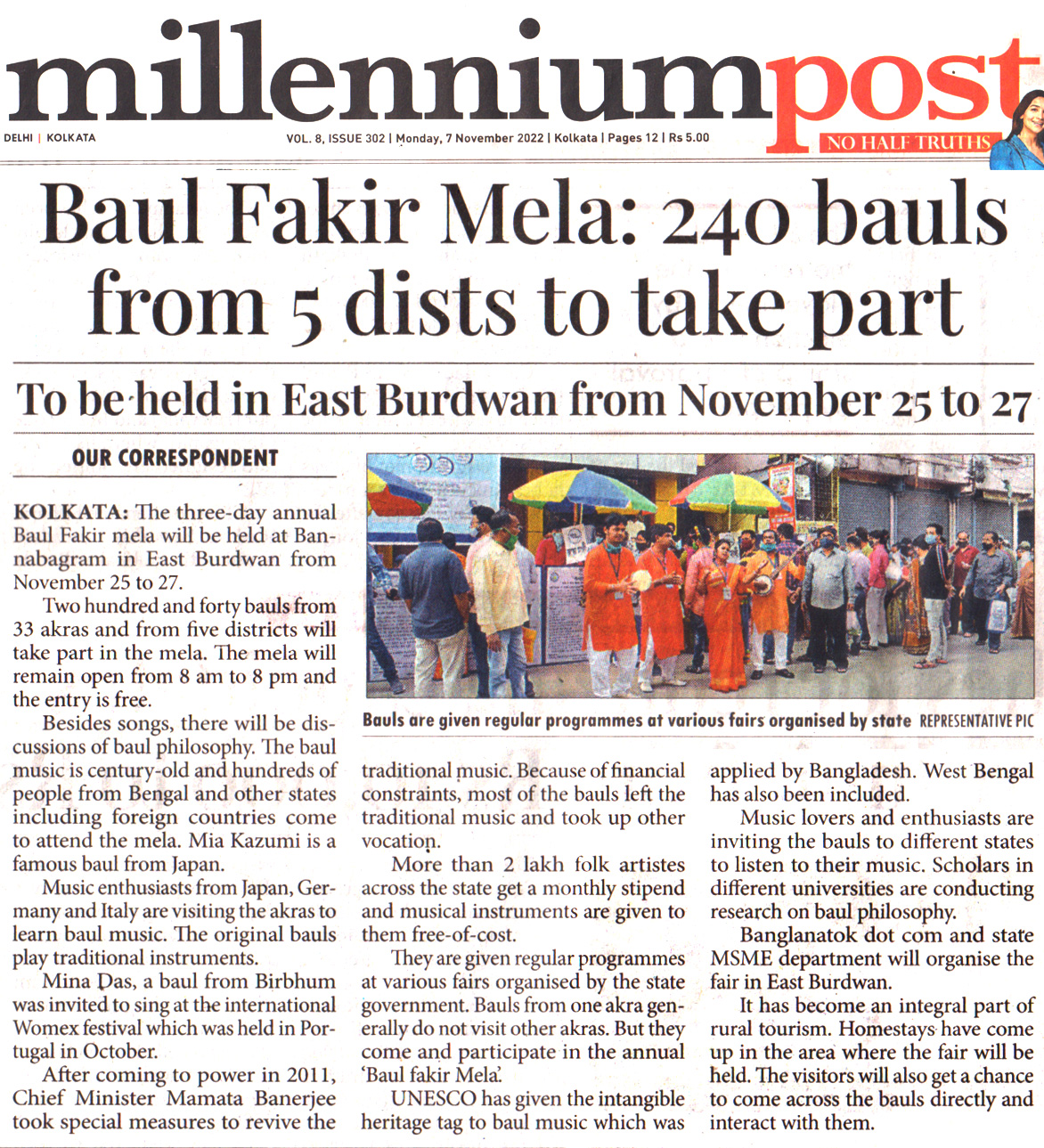 Baul Fakir Mela starts at Ban Nabogram Ashram on 25-27 Nov 2022